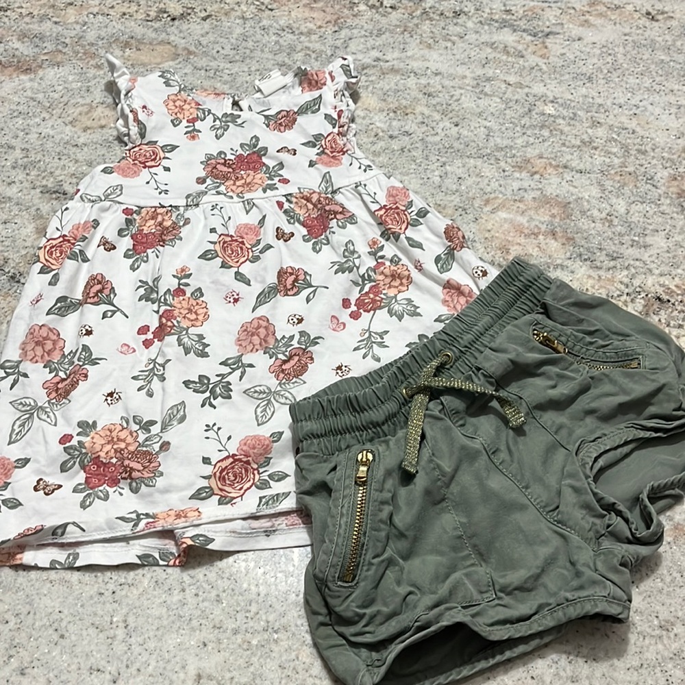 10/$30 H&M Floral Ruffle dress & Cargo Shorts